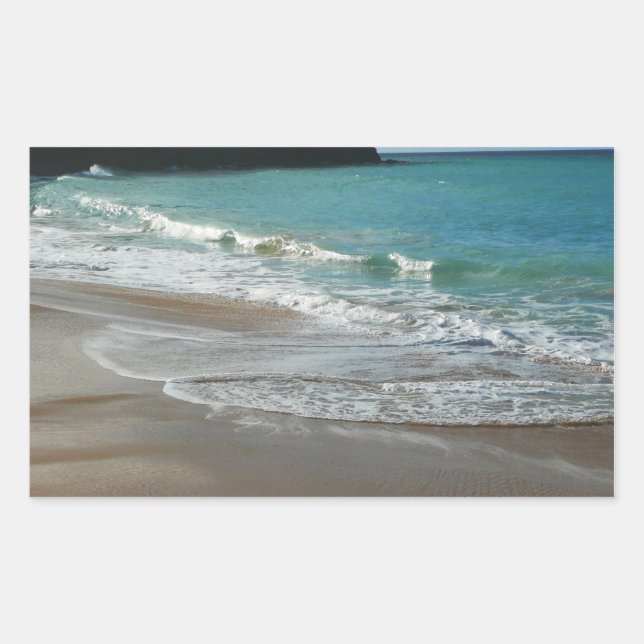 Sticker Rectangulaire Vagues sur la plage bleu turquoise Océan (Devant)
