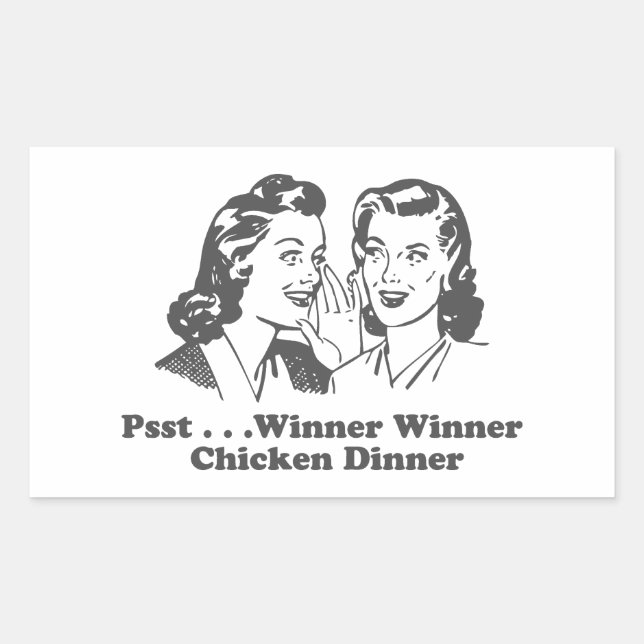 Sticker Rectangulaire Vainqueur Dîner de poulet Dîner Drôle (Devant)