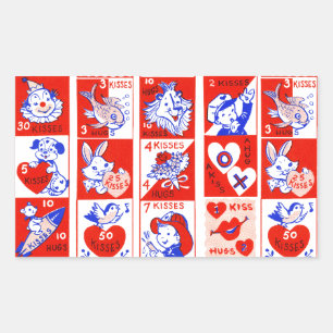Sticker Rectangulaire Valentine Retro Love Hugs Motif