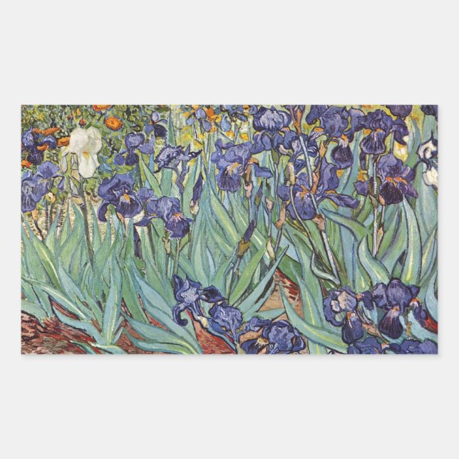 Sticker Rectangulaire Van Gogh Irises Peinture impressionniste (Devant)