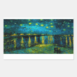 Sticker Rectangulaire Van Gogh Nuit étoilée sur le Rhône