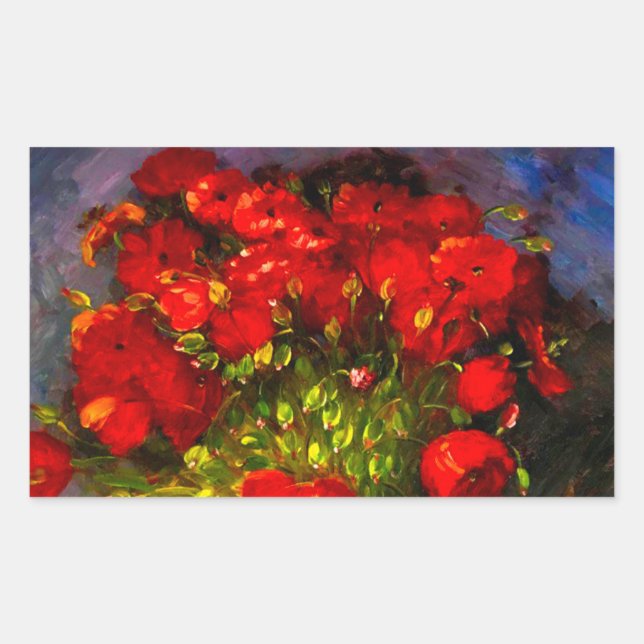 Sticker Rectangulaire Van Gogh Red Poppies (Devant)