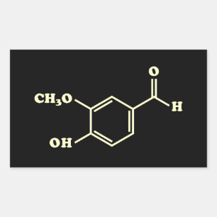 Sticker Rectangulaire Vanille Vanillin Formule chimique moléculaire