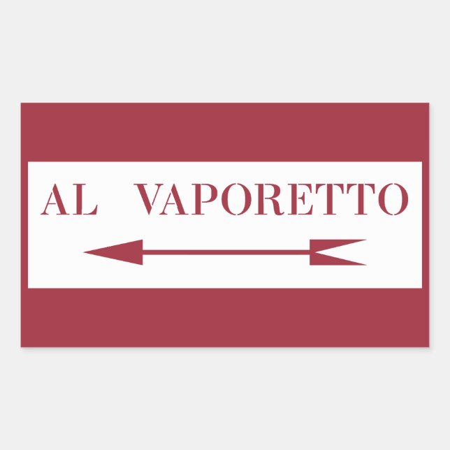 Sticker Rectangulaire Vaporetto, Panneau de rue, Venise, Italie (Devant)