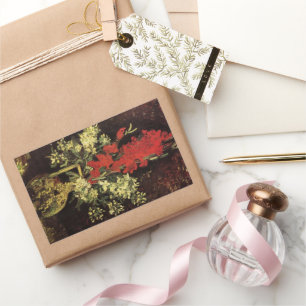 Sticker Rectangulaire Vase avec Glaïeuls, Œillets de Vincent van Gogh