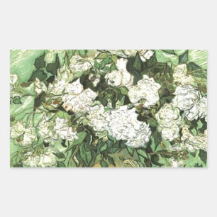 Sticker Rectangulaire Vase avec Roses - Van Gogh