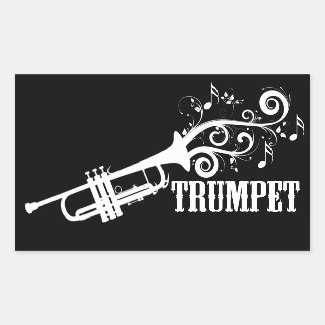 Sticker Rectangulaire Vecteur de trompette avec tourbillons (Devant)