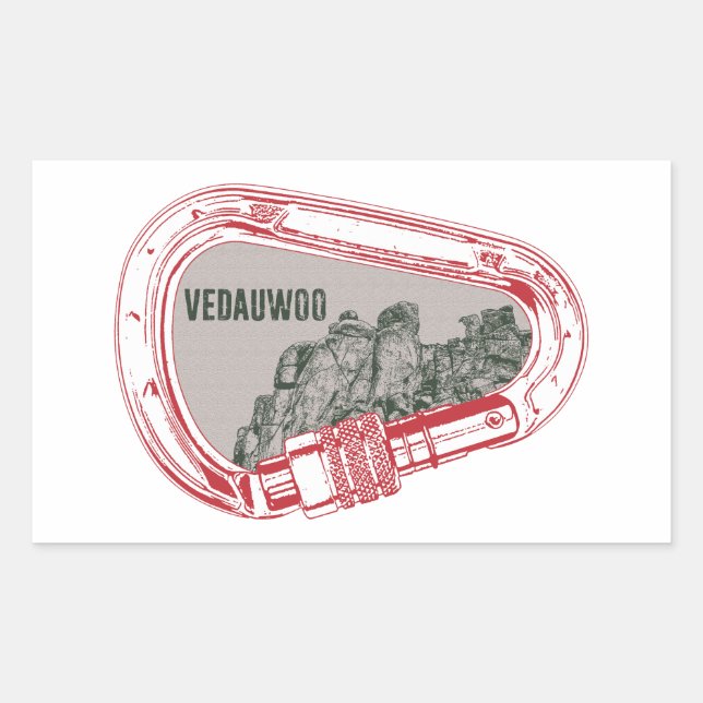 Sticker Rectangulaire Vedauwoo Escalade Carabiner (Devant)