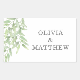 Sticker Rectangulaire Végétation Élégante Branche d'olivier. Mariage bot