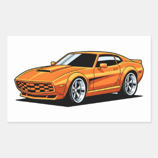 Sticker Rectangulaire Véhicule de dessin animé orange