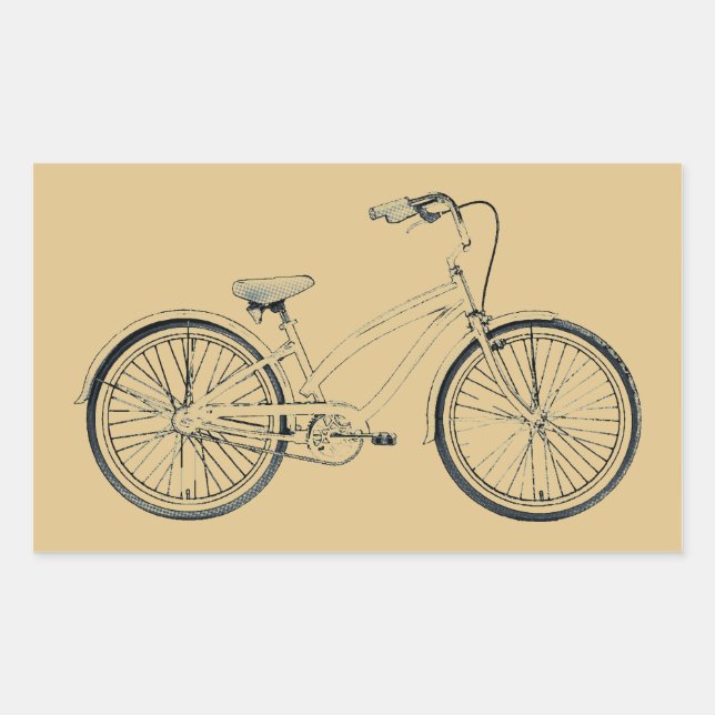Sticker Rectangulaire vélo de croisière rétro (Devant)