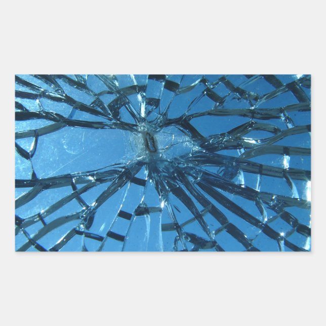 Sticker Rectangulaire Verre bleu cassé (Devant)