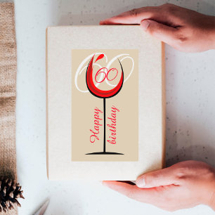 Sticker Rectangulaire Verre rouge moderne Script 60e anniversaire