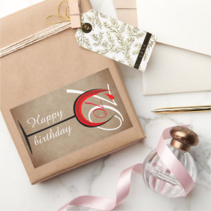 Sticker Rectangulaire Verre rouge rustique Script 70e anniversaire