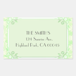 Sticker Rectangulaire Vert Fleurs