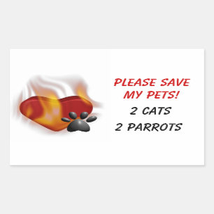Sticker Rectangulaire Veuillez sauver mes animaux familiers !