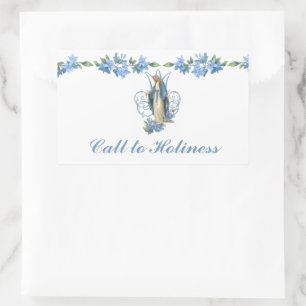Sticker Rectangulaire Vierge Marie Catholique Florale Religieuse Vintage