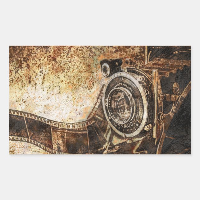 Sticker Rectangulaire Vieux appareil photo (Devant)