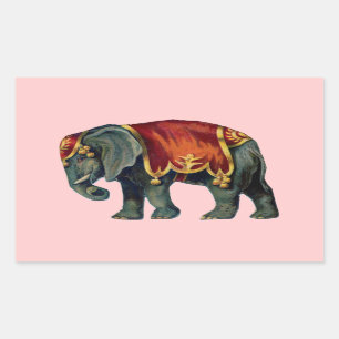 Sticker Rectangulaire Vieux Iustração de l'éléphant de cirque