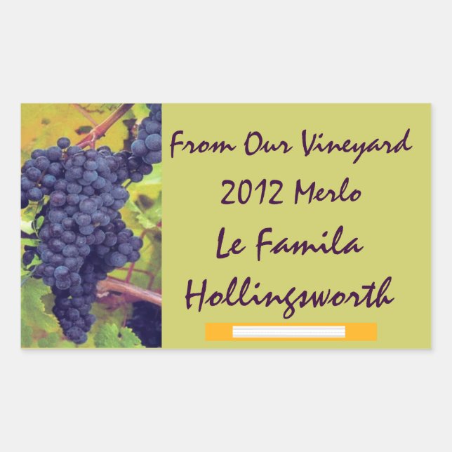 Sticker Rectangulaire Vignoble en bouteille (Devant)