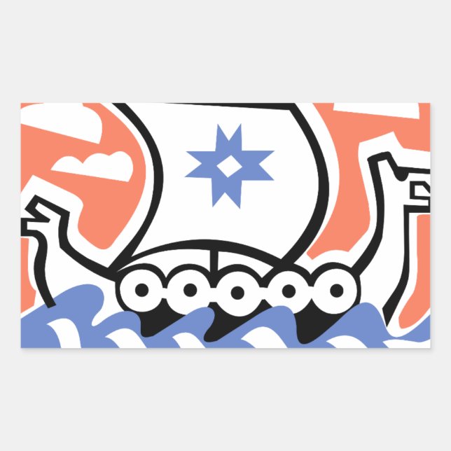 Sticker Rectangulaire Viking Longboat (Devant)