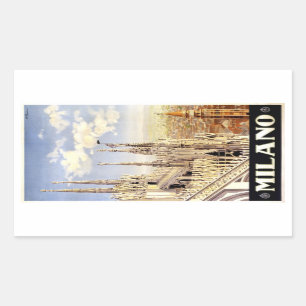 Sticker Rectangulaire Ville de Milan affiche de voyage italienne 1920