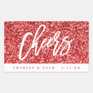 Sticker Rectangulaire Vin de parties scintillantes rouges d'acclamations