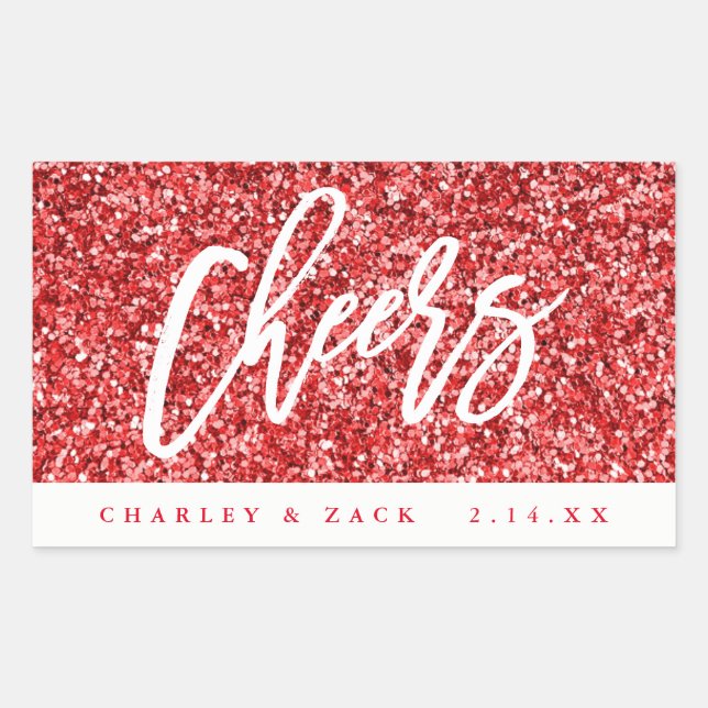 Sticker Rectangulaire Vin de parties scintillantes rouges d'acclamations (Devant)
