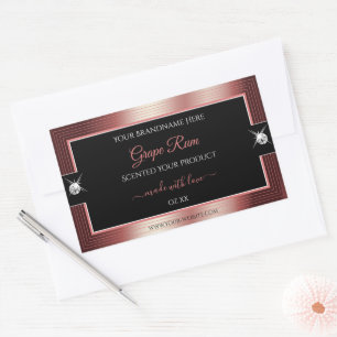 Sticker Rectangulaire Vin noir glamour brillant rouge brillants Étiquett