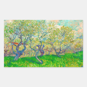 Sticker Rectangulaire Vincent van Gogh Orchard à Blossom