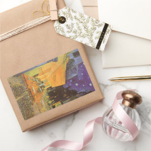 Sticker Rectangulaire Vincent van Gogh - Terrasse du café la nuit
