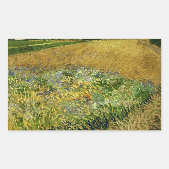 Sticker Rectangulaire Vincent van Gogh - Wheatfield (Devant)