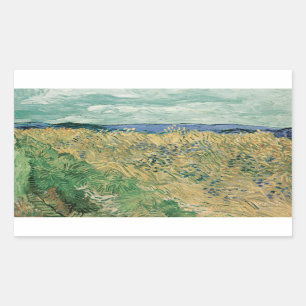 Sticker Rectangulaire Vincent van Gogh - Wheatfield avec Cornflowers