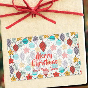 Sticker Rectangulaire Vintage Arbre de Noël