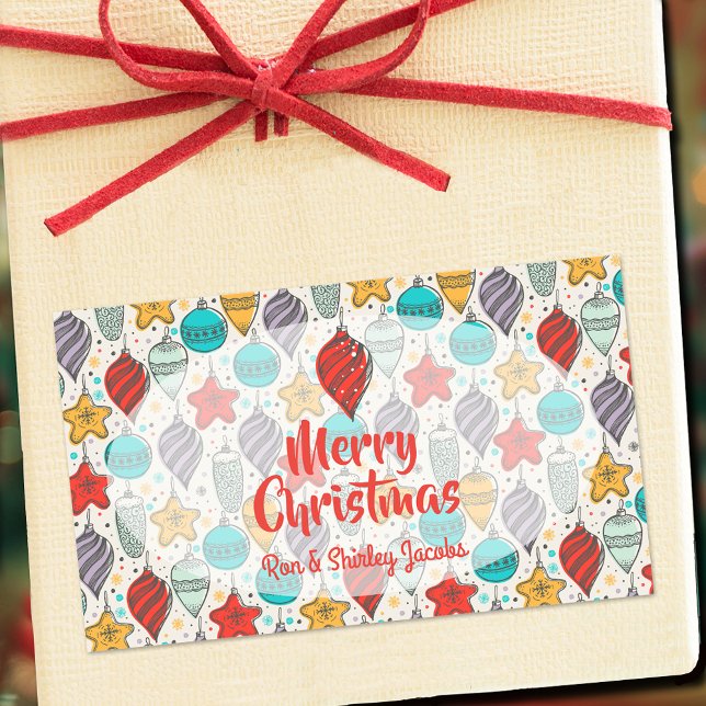 Sticker Rectangulaire Vintage Arbre de Noël (Créateur téléchargé)