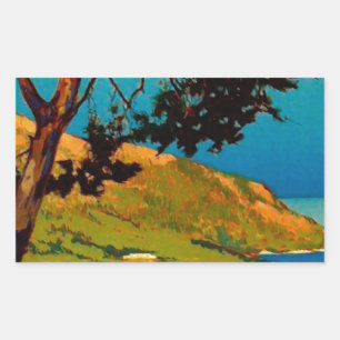 Sticker Rectangulaire Vintage California Coast Travel