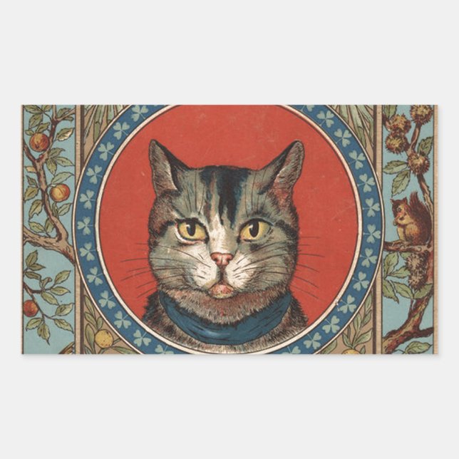 Sticker Rectangulaire Vintage Cat's Life for Kitty Cat Classic (Devant)