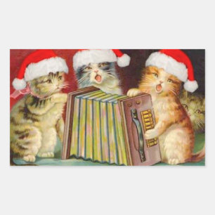 Sticker Rectangulaire Vintage Christmas Cats