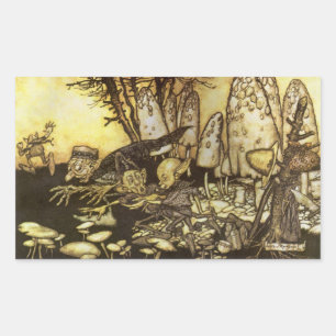 Sticker Rectangulaire Vintage Conte de Fées, Bande d'Ouvriers par Rackha