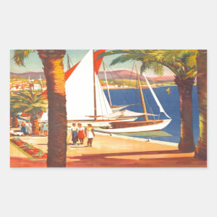 Sticker Rectangulaire Vintage Côte d'Azur Voyage en France
