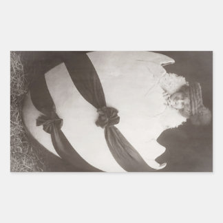 Sticker Rectangulaire Vintage Dame aux oeufs de Pâques