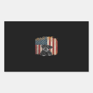Sticker Rectangulaire Vintage Drapeau Dirty America chien mignon Rottwei