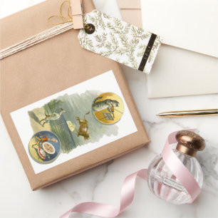 Sticker Rectangulaire Vintage Mère Goose Nursery Rhyme Hey Diddle