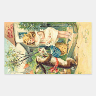 Sticker Rectangulaire Vintage : pâques -