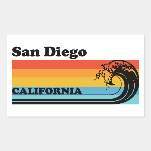 Sticker Rectangulaire Vintage San Diego (Devant)
