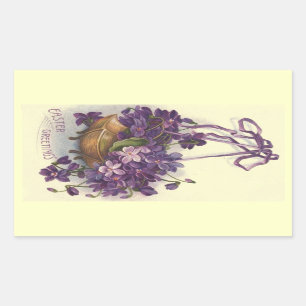 Sticker Rectangulaire Violettes vintages de Pâques