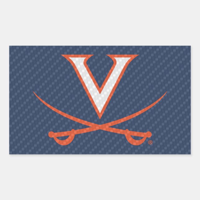 Sticker Rectangulaire Virginia Cavaliers Fibre de carbone (Devant)