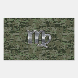 Sticker Rectangulaire Virgo Zodiac Connexion Vert Style Caméra numériq