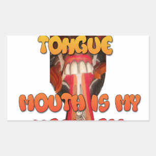 Sticker Rectangulaire Visage idiot : Humour d'expression de langue de so