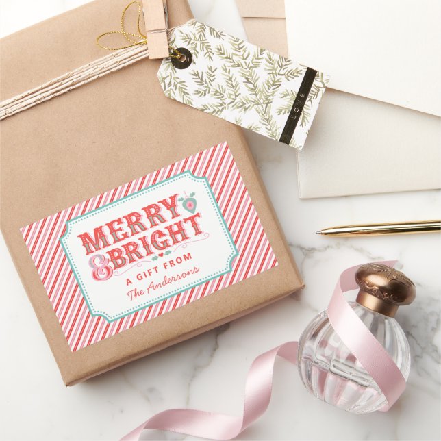 Sticker Rectangulaire Visage Père Noël joyeux | Joyeux et lumineux (Cadeaux)